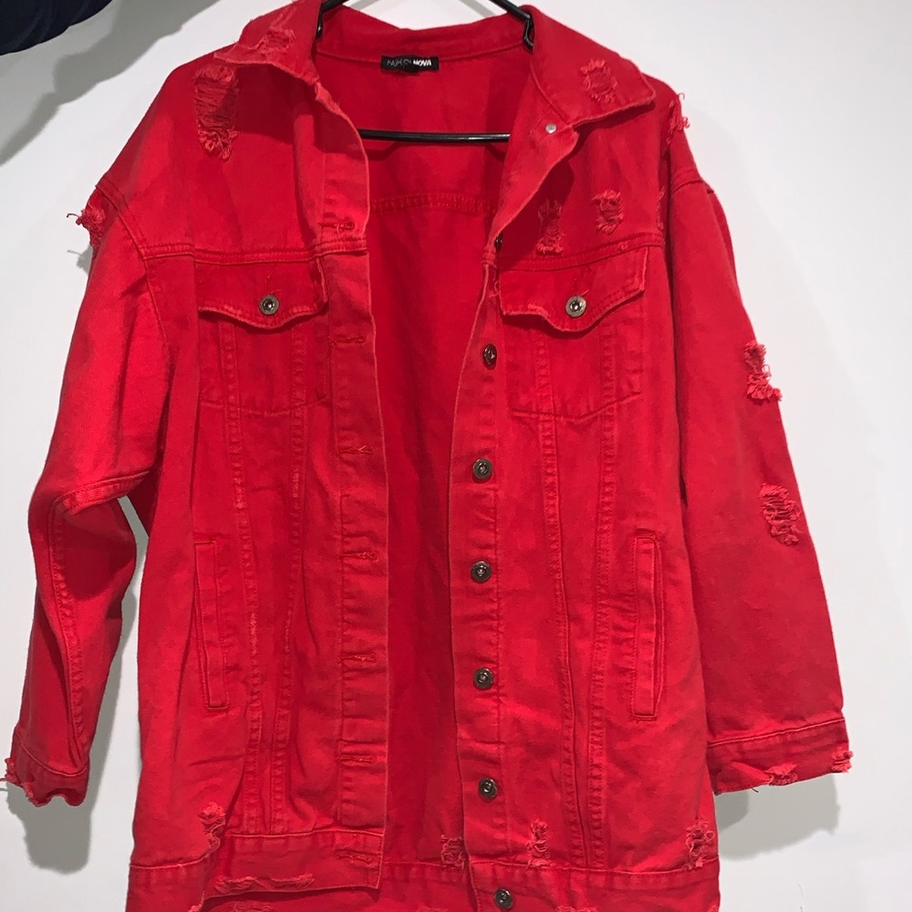 Red Fashion nova jean jacket ❤️